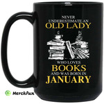 An Old Lady Who Loves Books And Was Born In January Mug
