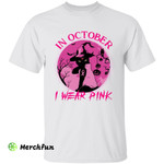 Wizard Witch Black Cat Breast Cancer In October I Wear Pink Halloween T-Shirt