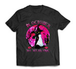 In October We Wear Pink Black Cat Breast Cancer Halloween T-shirt