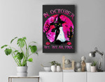 In October We Wear Pink Black Cat Breast Cancer Halloween Premium Wall Art Canvas Decor
