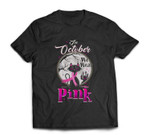 In october we wear pink Breast cancer halloween cat T-shirt