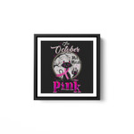 In october we wear pink Breast cancer halloween cat White Framed Square Wall Art