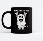 Ghost Cow Moo I Mean Boo Pumpkin Moon Halloween Ceramic Coffee Black Mugs