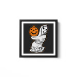 Ghost pumpkin Classic Halloween Costumes Funny White Framed Square Wall Art
