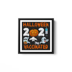 Ghost Pumpkin Mask Vaccination Halloween 2021 Vaccinated White Framed Square Wall Art