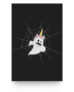 Ghost Unicorn on Spyder Web Halloween Poster