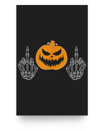 Two Skeleton Middle Fingers Adult Humor Halloween Season Poster