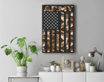 U.S. Army Flag, Infantry Ranger camouflage brown Premium Wall Art Canvas Decor