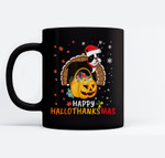 Boston Terrier Halloween And Merry Christmas Happy Ceramic Coffee Black Mugs