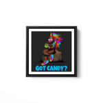 Bigfoot Sasquatch in Unicorn Halloween Costume, Got Candy White Framed Square Wall Art