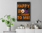 Birthday Halloween Happy Boo-thday to Me Pumpkin Witch Hat Premium Wall Art Canvas Decor