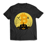 Bitcoin Crypto Halloween Pumpkin Bat Design BTC T-shirt
