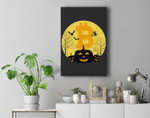 Bitcoin Crypto Halloween Pumpkin Bat Design BTC Premium Wall Art Canvas Decor
