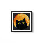 Black Cat Halloween Design Funny Cat Halloween White Framed Square Wall Art