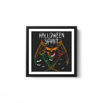 Artistic Halloween Spirit Skull Grim Reaper Vintage Gift White Framed Square Wall Art