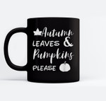 Autumn Leaves And Pumpkins Please Halloween Spice Graphic Ceramic Coffee Black Mugs