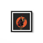 Cute Halloween Guitar Zombie Guitarist playing in Halloween White Framed Square Wall Art