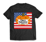 Cute Periotic Pumpkin in a mask Halloween 2021 American Flag T-shirt