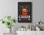 Cousin Crew Christmas Reindeer Santa Hat Matching Pajama Premium Wall Art Canvas Decor