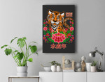 Chinese New Year Of The Black Water Tiger 2022 Floral Kawaii Premium Wall Art Canvas Decor