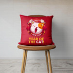 Cute Funny Year of the Cat Lucky Happy Chinese New Year 2022 Throw Pillow