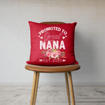 Funny Flower Promoted To Great Nana Est 2022 New Baby Throw Pillow
