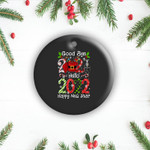 Funny Goodbye 2021 Hello 2022 - Happy New Year Pyjama 2 Sides Ceramic Ornament