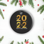 Happy New Year 2022 Funny New Years Eve Party 2 Sides Ceramic Ornament