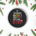 Happy New Year 2022 New Years Eve Goodbye 2021 Family 2 Sides Ceramic Ornament