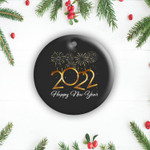 Happy New Year 2022 New Years Eve Party Supplies Men Women 2 Sides Ceramic Ornament