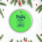 Happy New Year 2022 Vintage New Years Eve Party Supplies 2 Sides Ceramic Ornament