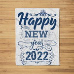 Happy New Year 2022 Vintage New Years Eve Party Supplies Fleece Blanket