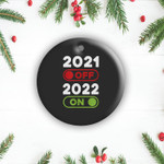 Happy New Year 2022 2 Sides Ceramic Ornament