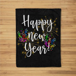 Happy New Year Day Eve Party Fireworks Confetti Costume fun Fleece Blanket