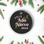 Happy New Year Diseño Festivo Feliz Año Nuevo 2022 2 Sides Ceramic Ornament