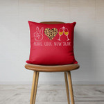 Peace Love Happy New Years Eve Party Matching Throw Pillow