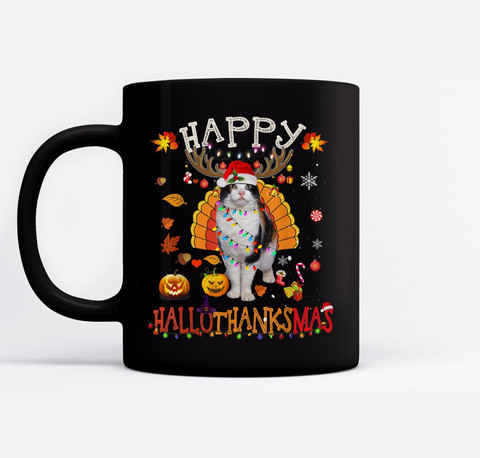 Happy Hallothanksmas Mug Thanksgiving Mug Halloween Mug Xmas Mug 