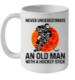 Never Underestimate An Old Man With A Hockey Stick Mug