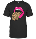 Pink Lips Leopard Tongue Trendy Animal Print Shirt