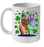 Leprechaun Sloth Riding Llama Unicorn St Patrick's Day Mug