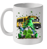 Green Gnomes Bus School Driver And Shamrock St Patrick's Day Mug