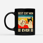 Coffee Mug Gift For Mom Ideas - Best Cat Mom Ever Funny Cat Mom Mother Vintage - Black Mug