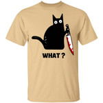 What Murderous Cat Holding Knife Funny Halloween Costume Shirt