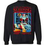 Satan Claus He Sees You When Youre Sleeping Christmas T-shirt