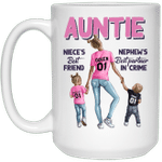 Auntie Niece’s Best Friend Nephew’s Best Partner In Crime Mug Auntie Coffee Mugs, Aunt Gifts