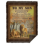 Lion From Mom And Dad To My Son My Little Boy Yesterday Fleece Blanket – Premium Sherpa Blanket – Woven Blanket