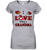 I Love Being A Grandma Gnomes Red Plaid Heart Valentine's Day Shirt