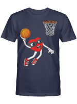 Valentines Day Heart Dunking Basketball Boys Girls Kids Gift T-Shirt