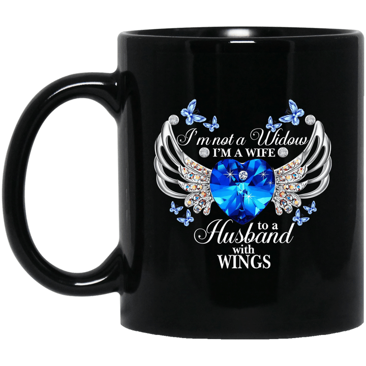 I’m Not A Widow I’m A Wife To A Husband With Wings Mug, Christmas Memorial Coffee Mugs, Xmas Memorial Gift