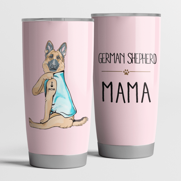 German Shepherd Mama Pink Cute Steel Tumbler Funny Dog Mother’s Day Gifts.